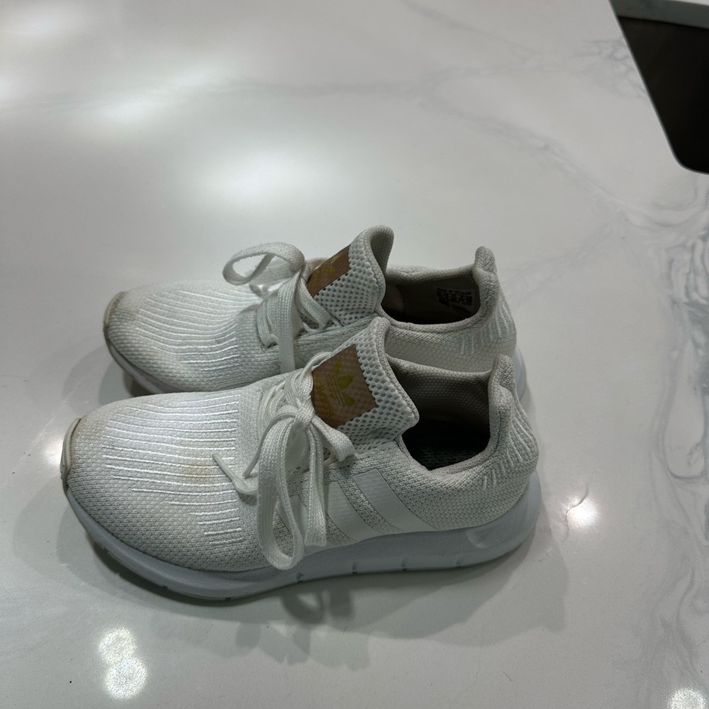 adidas White Knit‎ Slip-On Sneakers with Streamlined Design